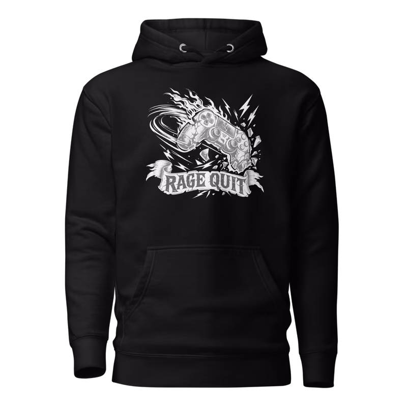 Rage Quit Hoodie, Black, front